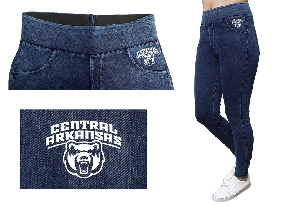 University of Central Arkansas Bears UCA Vive La Fete Game Day Collegiate Logo on Fake Pocket Women Purple Jeggings