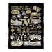 UCF Knights Black Hand Sketched Vive La Fete Impressions Artwork Plush Soft Minky Blanket 36 x 48