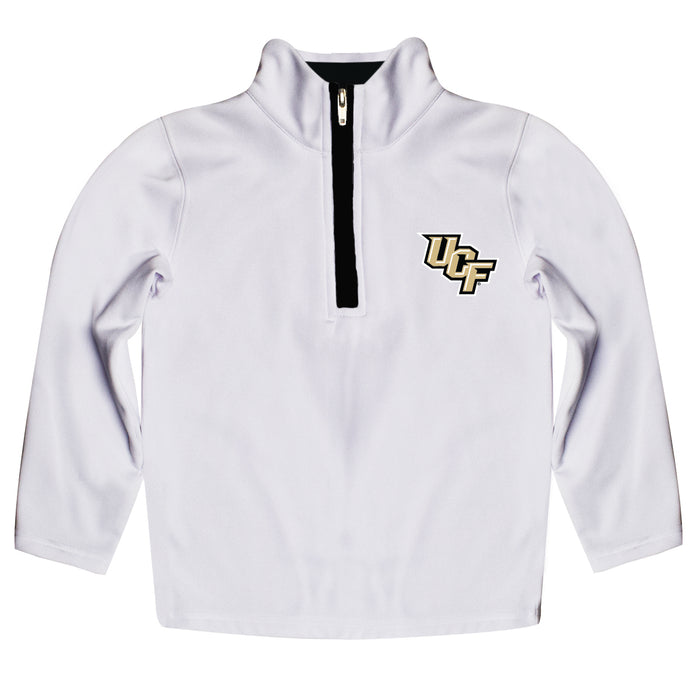 UCF Knights Hand Sketched Vive La Fete Impressions Artwork  White Quarter Zip Pullover V1