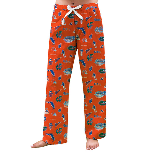 Florida Gators Repeat Print Hand Sketched Vive La Fete Impressions Artwork Womens  Orange  Lounge Pants