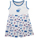 Kansas Jayhawks Sleeveless Tank Dress Girls White Repeat Print Hand Sketched Vive La Fete Impressions