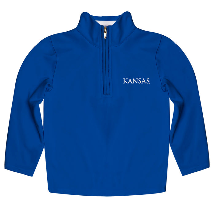 Kansas University Jayhawks Vive La Fete Game Day Royal Blue Quarter Zip Pullover Sleeves