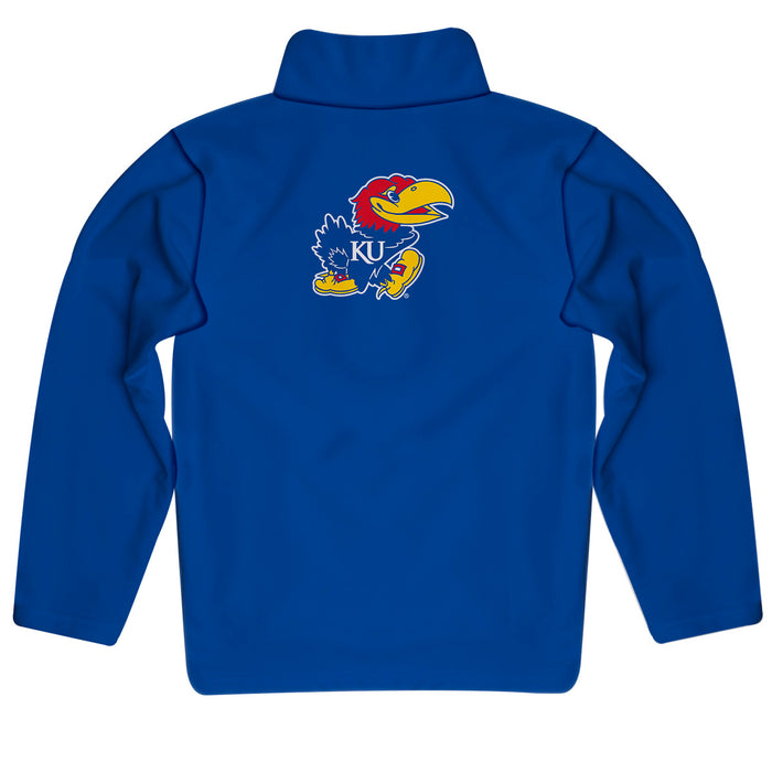 Kansas University Jayhawks Vive La Fete Game Day Royal Blue Quarter Zip Pullover Sleeves