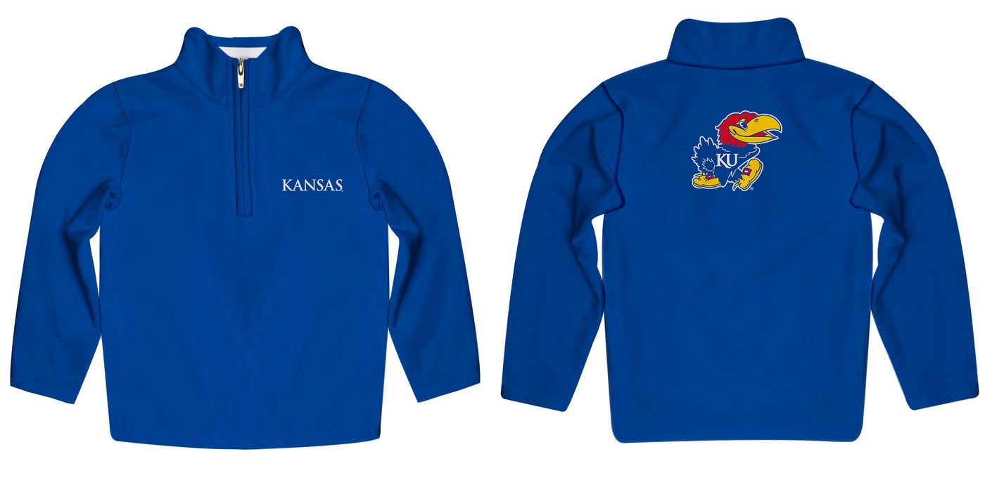 Kansas University Jayhawks Vive La Fete Game Day Royal Blue Quarter Zip Pullover Sleeves