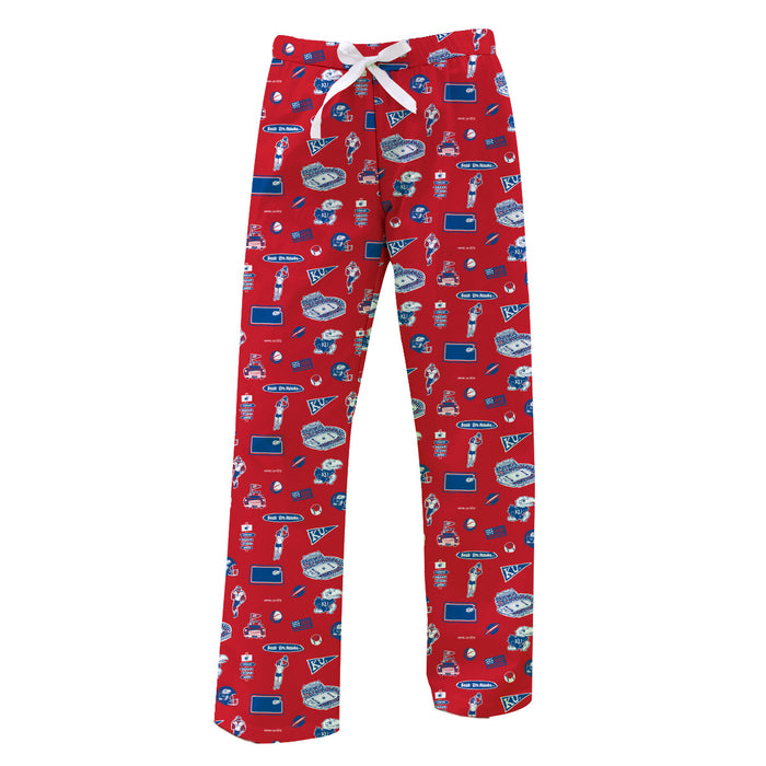 Kansas Jayhawks Repeat Print Hand Sketched Vive La Fete Impressions Artwork Womens  Red  Lounge Pants