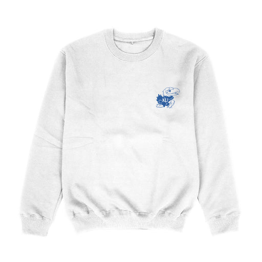 Kansas Jayhawks Hand Sketched Vive La Fete Impressions Artwork Womens  White Crewneck Sweatshirt