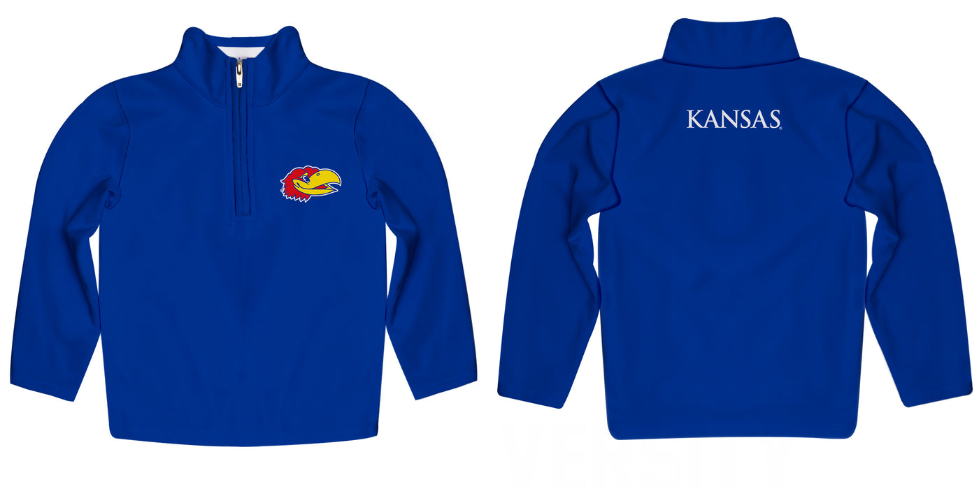 Kansas Jayhawks Vive La Fete Logo and Mascot Name Womens Blue Quarter Zip Pullover - Vive La Fête - Online Apparel Store