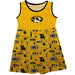 Missouri Tigers MU Sleeveless Tank Dress Girls Gold Repeat Print Hand Sketched Vive La Fete Impressions