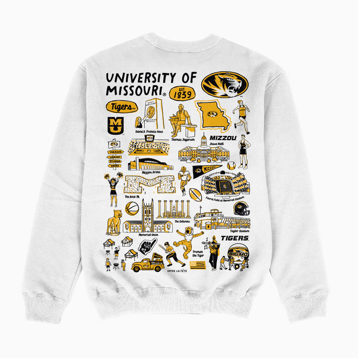 Missouri Tigers MU Hand Sketched Impressions Artwork White Crewneck Sweatshirt for Women