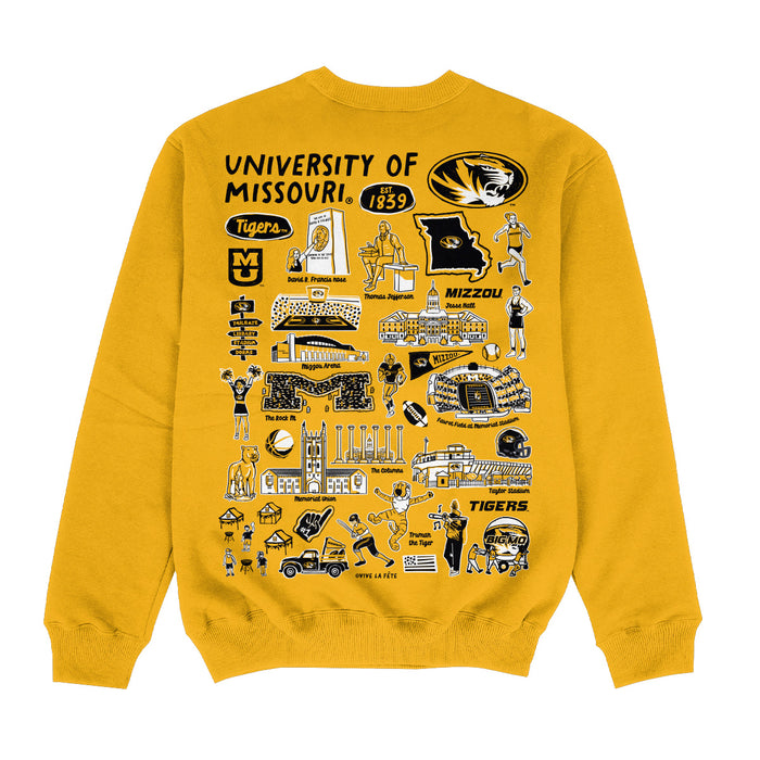 Missouri Tigers MU Hand Sketched Impressions Artwork Gold Crewneck Sweatshirt for Women