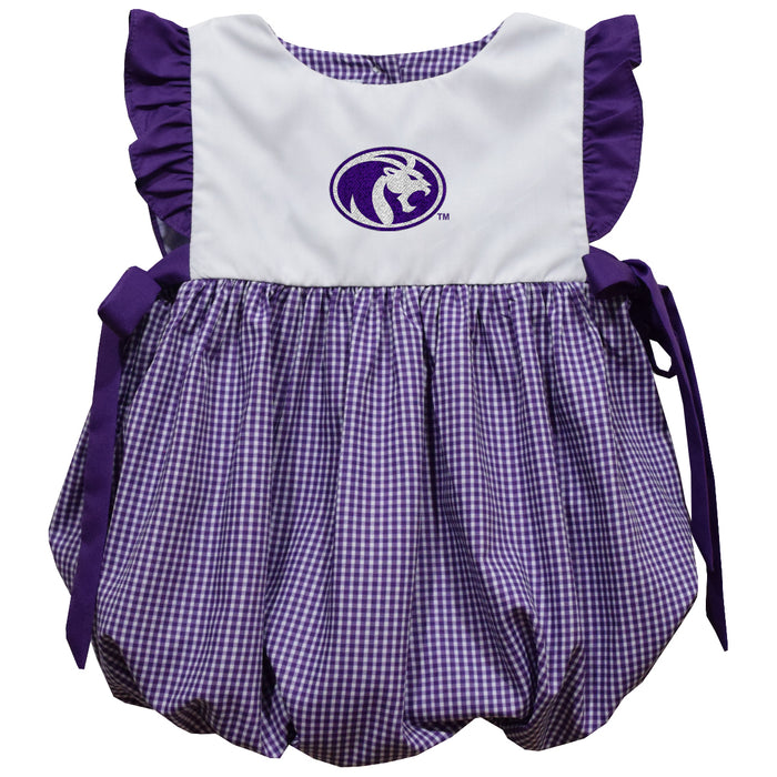 North Alabama Lions Embroidered Purple Gingham Girls Bubble