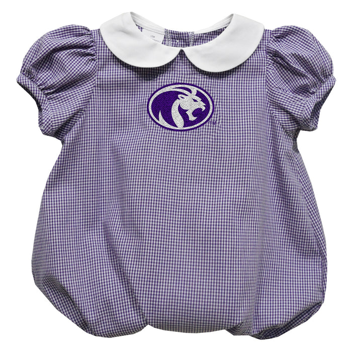 North Alabama Lions Embroidered Purple Gingham Baby Bubble Short Sleeve