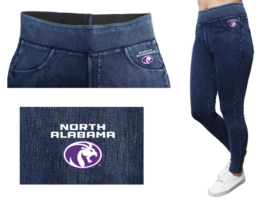 North Alabama Lions Vive La Fete Game Day Collegiate Logo on Fake Pocket Women Purple Jeggings