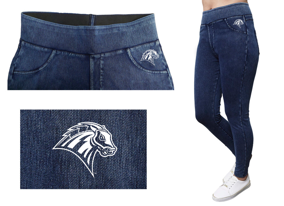 University of New Haven Chargers Vive La Fete Game Day Collegiate Logo on Fake Pocket Women Blue Jeggings