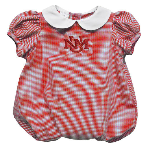 New Mexico Lobos UNM Embroidered Red Cardinal Gingham Baby Bubble Short Sleeve