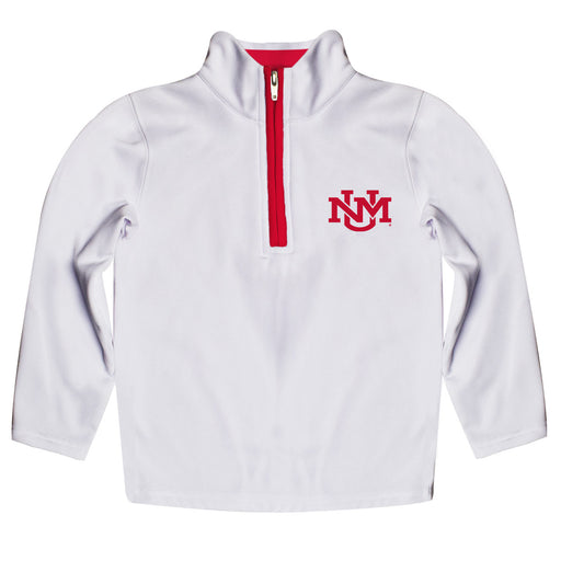 New Mexico Lobos UNM Hand Sketched Vive La Fete Impressions Artwork  White Quarter Zip Pullover V1