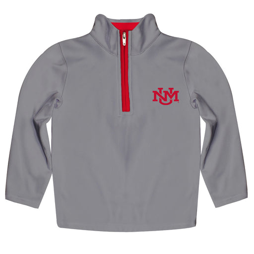 New Mexico Lobos UNM Hand Sketched Vive La Fete Impressions Artwork  Gray Quarter Zip Pullover V1