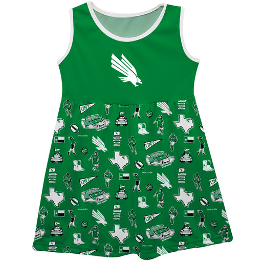 North Texas Mean Green Sleeveless Tank Dress Girls Green Repeat Print Hand Sketched Vive La Fete Impressions