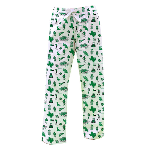 North Texas Mean Green Repeat Print Hand Sketched Vive La Fete Impressions Artwork Womens  White  Lounge Pants