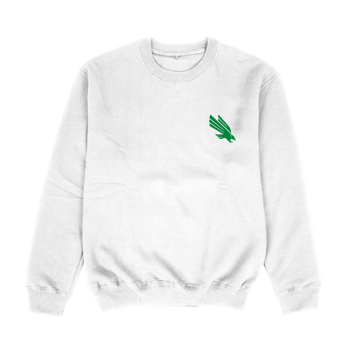 North Texas Mean Green Hand Sketched Vive La Fete Impressions Artwork Womens  White Crewneck Sweatshirt