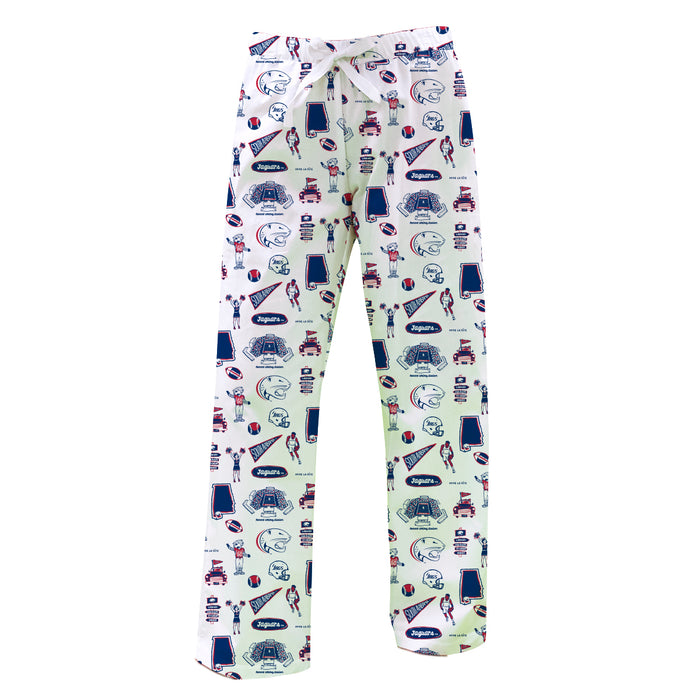 South Alabama Jaguars Repeat Print Hand Sketched Vive La Fete Impressions Artwork Womens  White  Lounge Pants