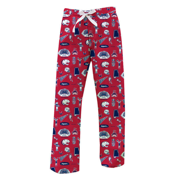 South Alabama Jaguars Repeat Print Hand Sketched Vive La Fete Impressions Artwork Womens  Red  Lounge Pants