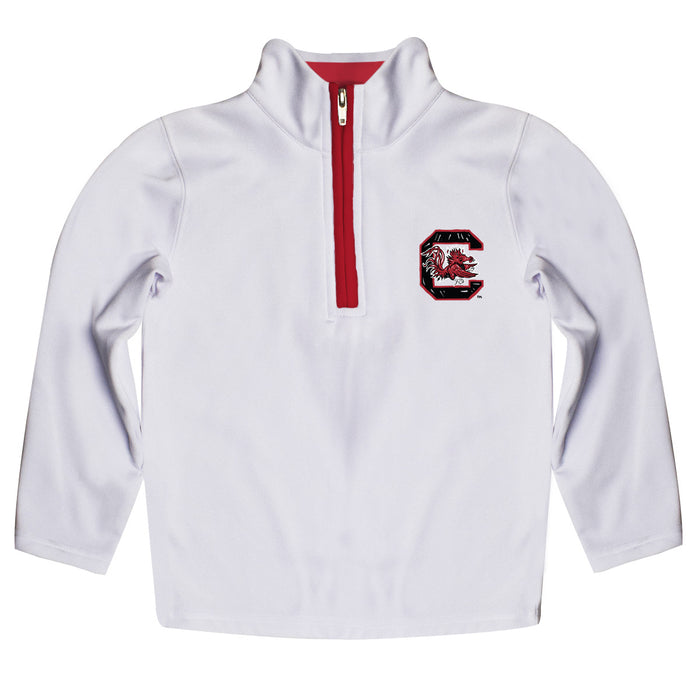 South Carolina Gamecocks Hand Sketched Vive La Fete Impressions Artwork  White Quarter Zip Pullover V1