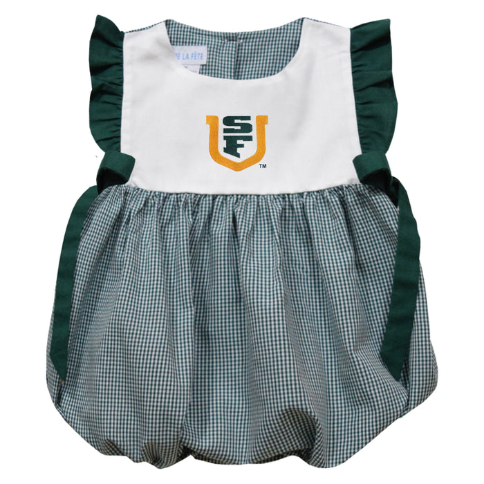 University of San Francisco Dons USF Embroidered Hunter Green Gingham Girls Bubble