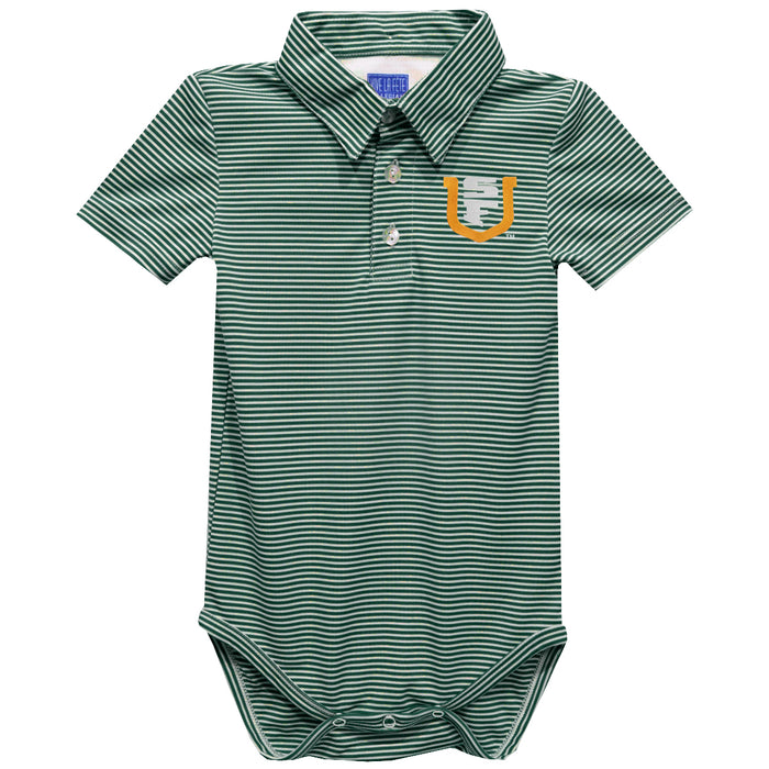 University of San Francisco Dons USF Embroidered Hunter Green Stripe Knit Boys Polo Bodysuit