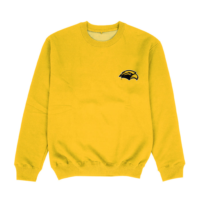 Southern Miss Golden Eagles Hand Sketched Vive La Fete Impressions Artwork Womens  Gold Crewneck Sweatshirt