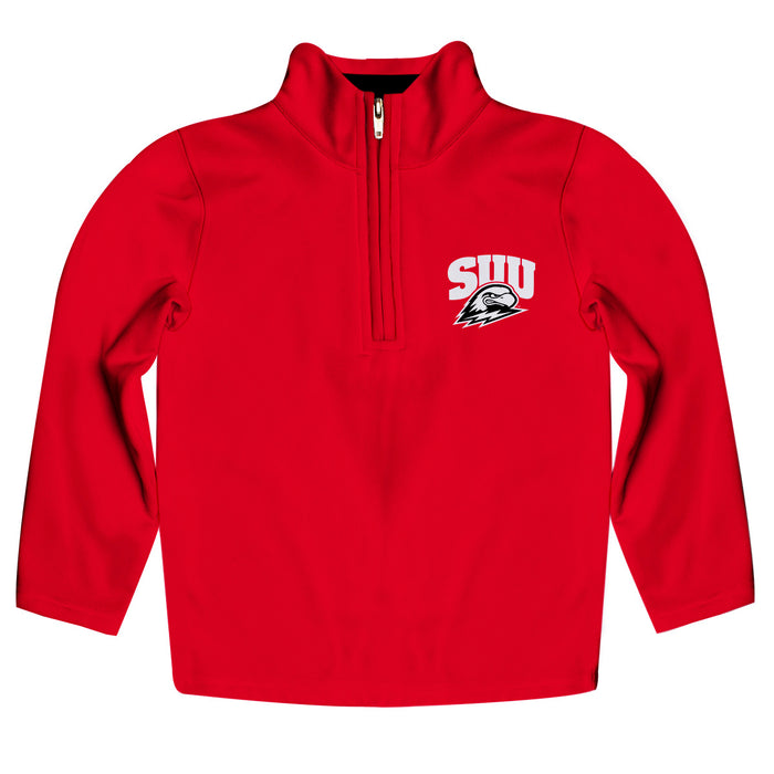 Southern Utah Thunderbirds Vive La Fete Logo and Mascot Name Womens Red Quarter Zip Pullover