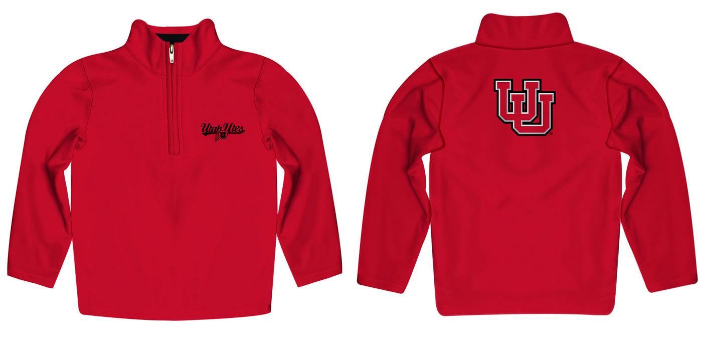 University of Utah Utes Vive La Fete Game Day Solid Red Quarter Zip Pullover Sleeves