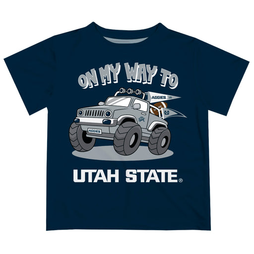 Utah State Aggies USU  Vive La Fete Monster Truck Boys Game Day Navy Short Sleeve Tee