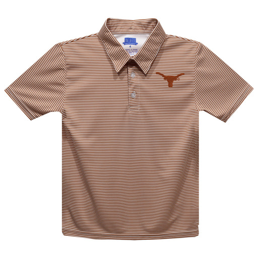 Texas Longhorns Embroidered Burnt Orange Stripes Short Sleeve Polo Box Shirt