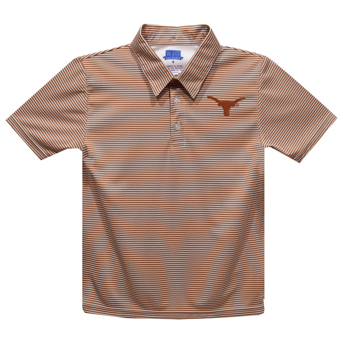 Texas Longhorns Embroidered Burnt Orange Stripes Short Sleeve Polo Box Shirt