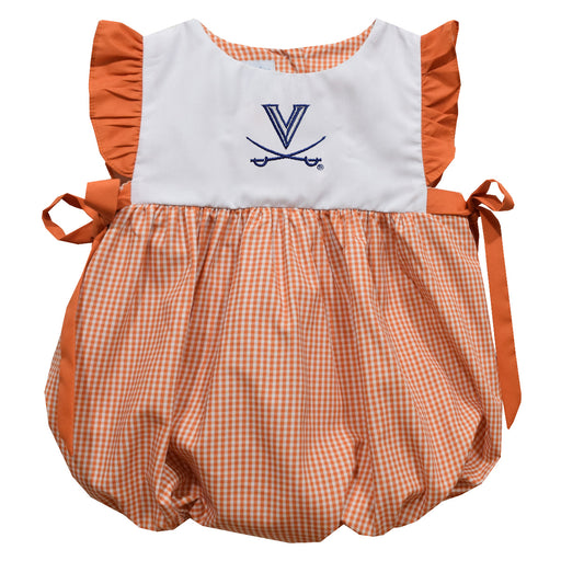 Virginia Cavaliers UVA Embroidered Orange Gingham Girls Bubble