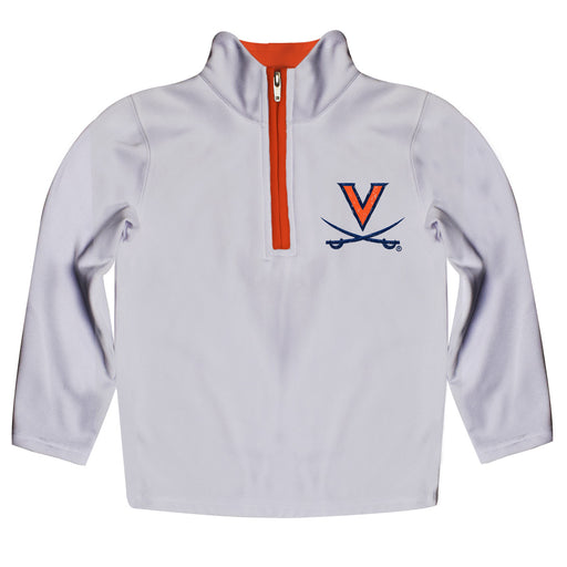 Virginia Cavaliers UVA Hand Sketched Vive La Fete Impressions Artwork  White Quarter Zip Pullover V1