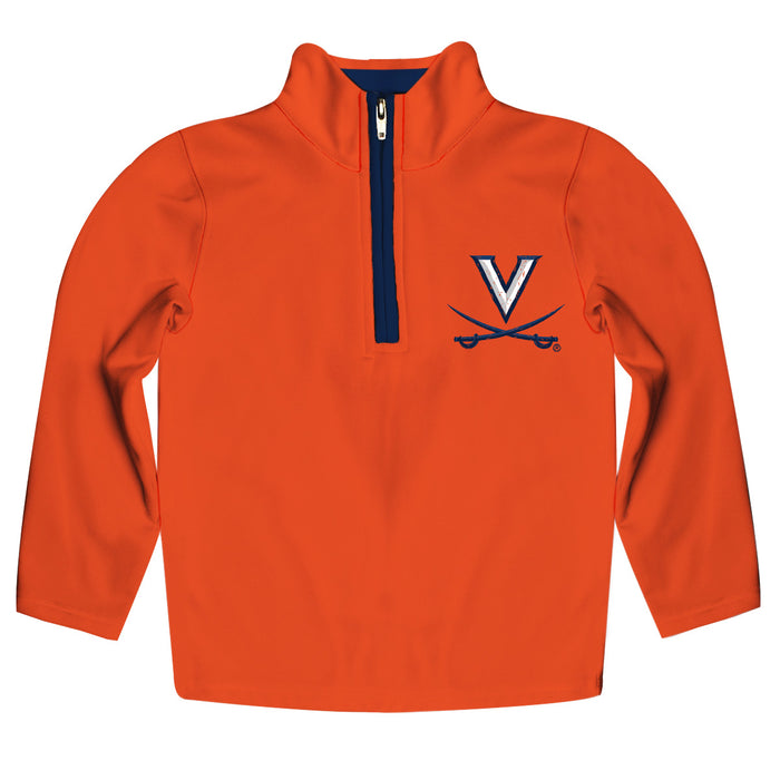 Virginia Cavaliers UVA Hand Sketched Vive La Fete Impressions Artwork  Orange Quarter Zip Pullover V1