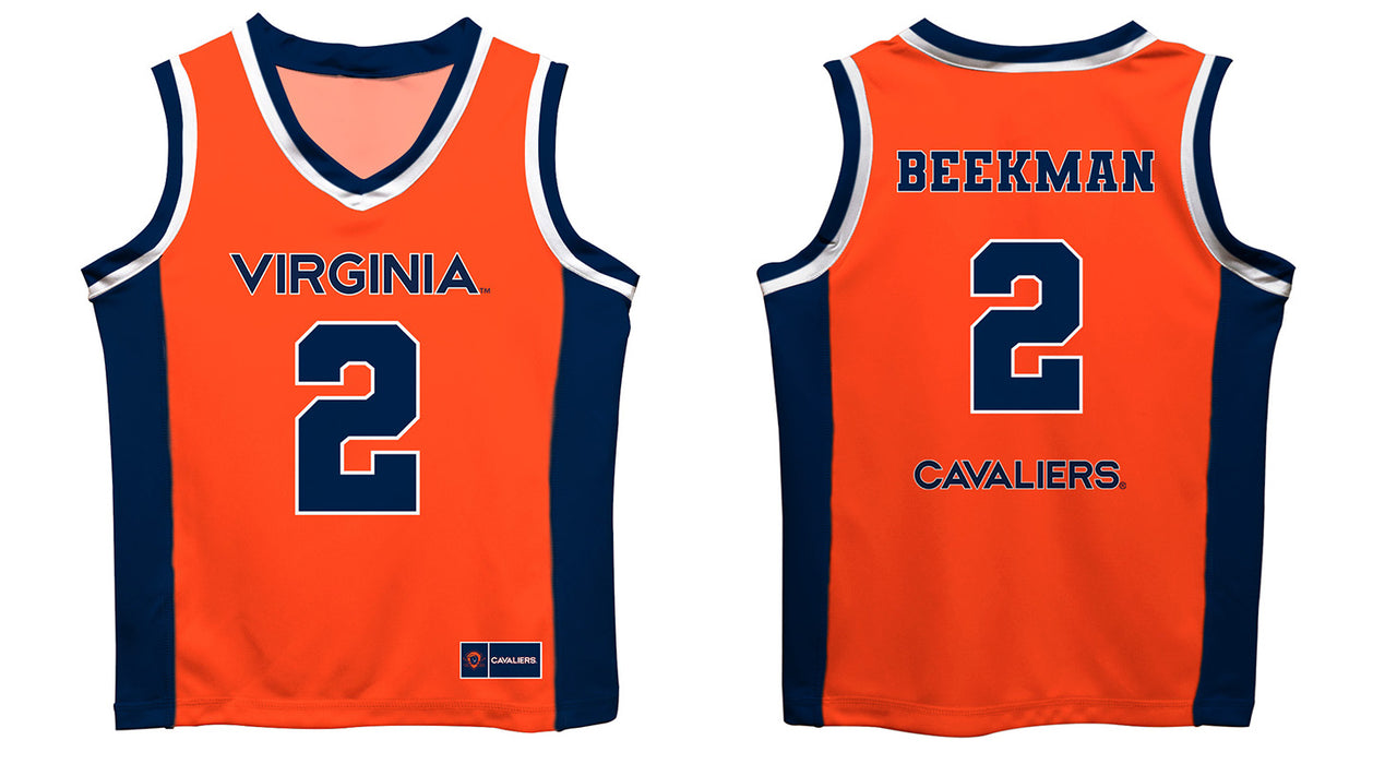 Virginia Cavaliers UVA Vive La Fete Reece Beekman Game Day Orange Boys Basketball Jersey