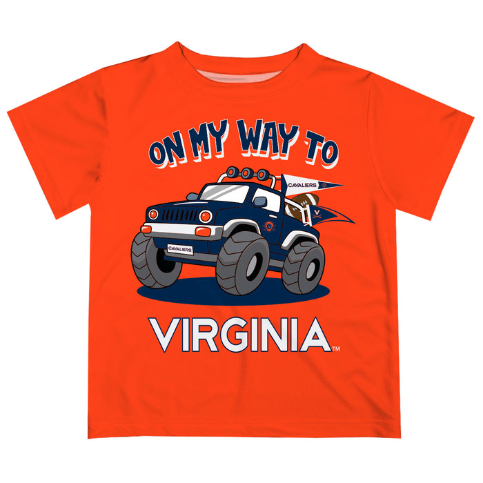 Virginia Cavaliers UVA  Vive La Fete Monster Truck Boys Game Day Orange Short Sleeve Tee