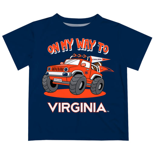 Virginia Cavaliers UVA  Vive La Fete Monster Truck Boys Game Day Navy Short Sleeve Tee