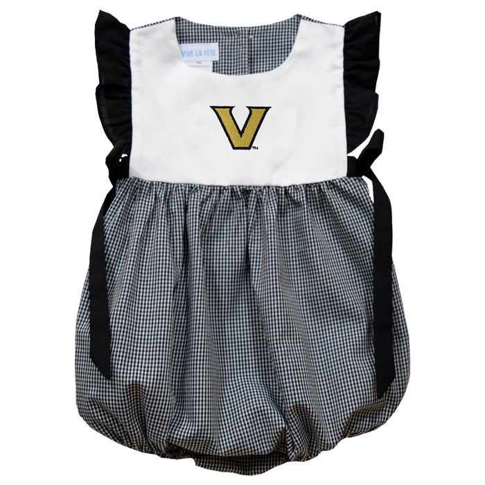 Vanderbilt University Commodores Embroidered Black Gingham Girls Bubble