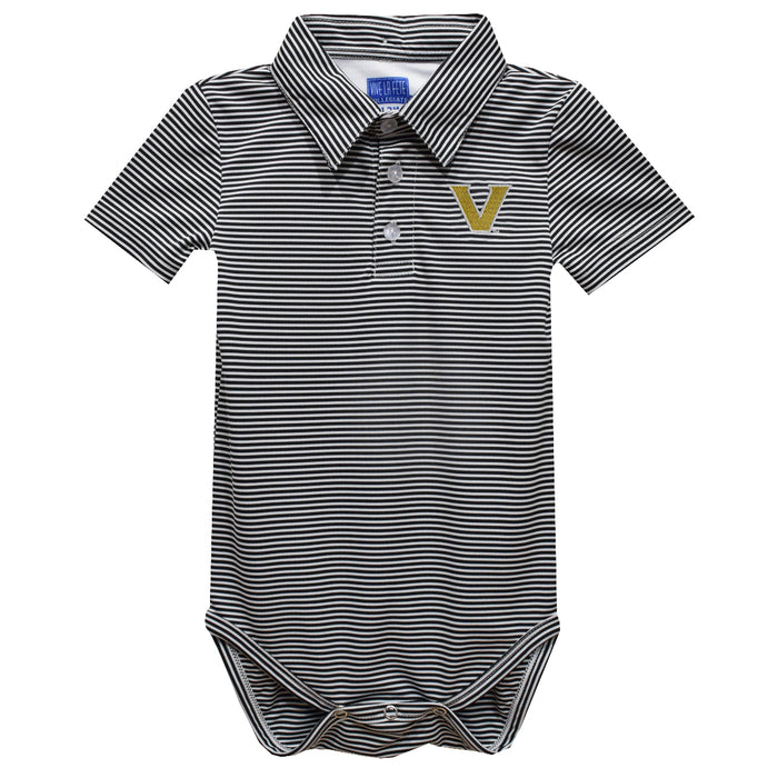 Vanderbilt University Commodores Embroidered Black Stripe Knit Boys Polo Bodysuit