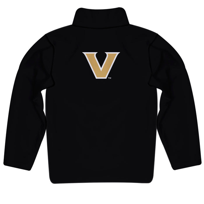 Vanderbilt University Commodores Vive La Fete Game Day Solid Black Quarter Zip Pullover Sleeves