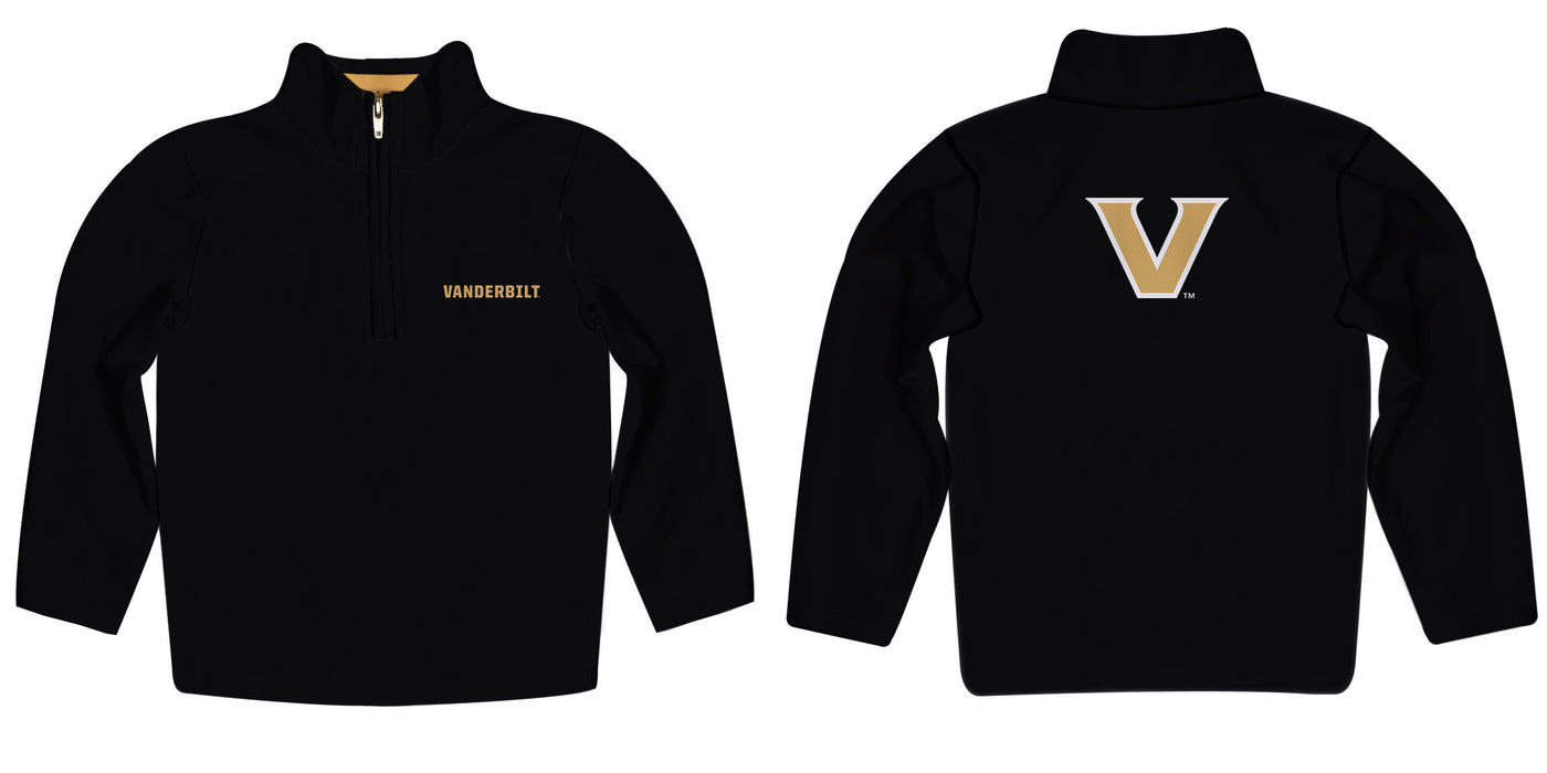 Vanderbilt University Commodores Vive La Fete Game Day Solid Black Quarter Zip Pullover Sleeves