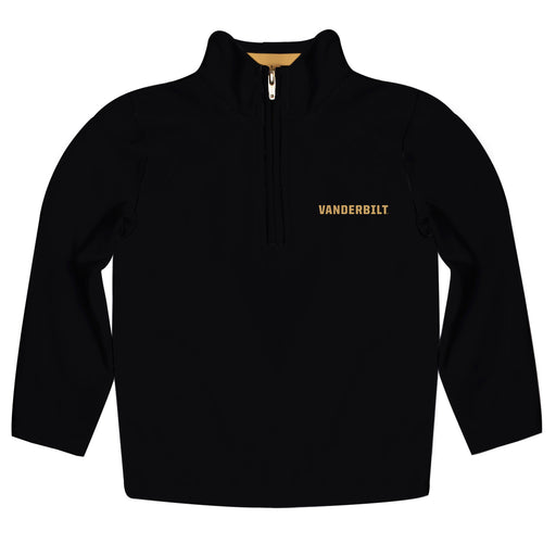 Vanderbilt University Commodores Vive La Fete Game Day Solid Black Quarter Zip Pullover Sleeves