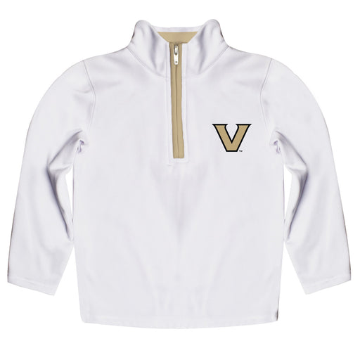 Vanderbilt University Commodores Hand Sketched Vive La Fete Impressions Artwork  White Quarter Zip Pullover V1
