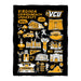 VCU Rams Virginia Commonwealth Black Hand Sketched Vive La Fete Impressions Artwork Plush Soft Minky Blanket 36 x 48