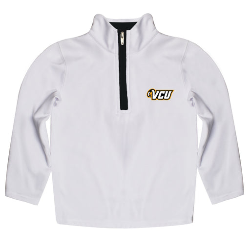 VCU Rams Virginia Commonwealth University Hand Sketched Vive La Fete Impressions Artwork  White Quarter Zip Pullover V1