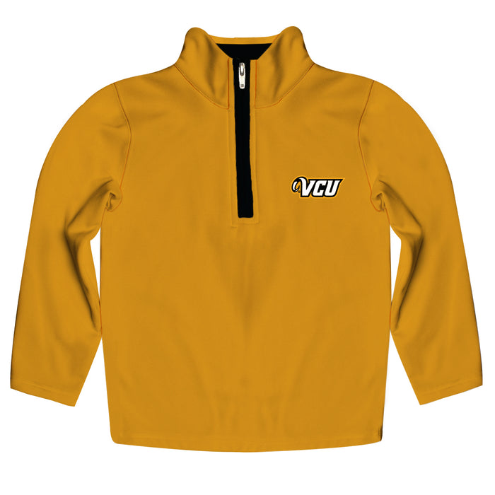 VCU Rams Virginia Commonwealth University Hand Sketched Vive La Fete Impressions Artwork  Gold Quarter Zip Pullover V1